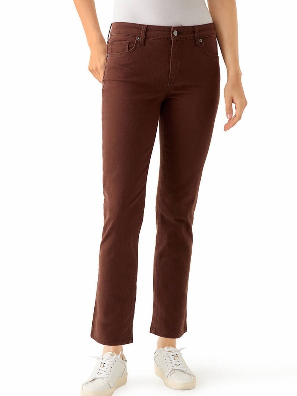 Crown & Ivy Mid Rise Straight Brown Jeans